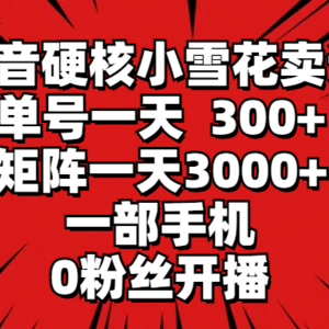 抖音硬核小雪花卖课，单号一天300+，矩阵一天3000+，一部手机0粉丝开播