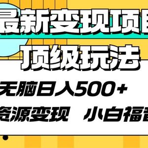 最新变现项目顶级玩法 无脑日入500+ 资源变现 小白福音