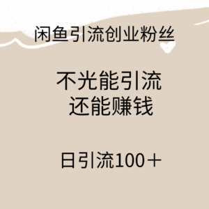 闲鱼精准引流创业粉丝，日引流100＋，引流过程还能赚钱