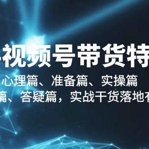 2024视频号带货特训营：心理篇、准备篇、实操篇、补充篇、答疑篇，实战…