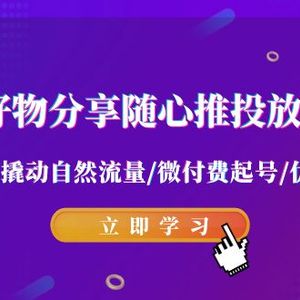 2024好物分享-随心推投放实战课 随心推撬动自然流量/微付费起号/优化产出