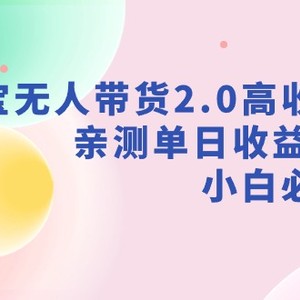 支付宝无人带货2.0高收益玩法，亲测单日收益1000+，小白必备项目