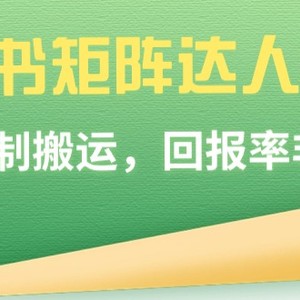 小红书矩阵达人项目，直接复制搬运，回报率非常高