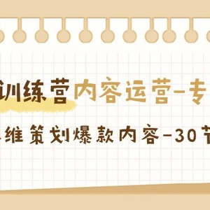 流量训练营之内容运营-专项课，用流量思维策划爆款内容-30节-无水印