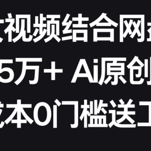 AI美女视频结合网盘拉新，日收5万+两分钟一条Ai原创视频，0成本0门槛送工具