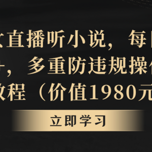 抖音美女直播听小说，每日轻松变现3500+，多重防违规操作，保姆教程（价…