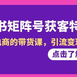 小红书-矩阵号获客特训营-第10期，小红书电商的带货课，引流变现新商机