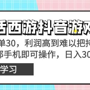 靠大话西游抖音游戏撸金，一单30，利润高到难以把持，一部手机即可操作…