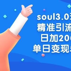 soul3.0玩法精准引流s粉，日加200人单日变现500+