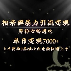 全网首发相亲群暴力引流男粉女粉通吃变现玩法，单日变现7000+保姆教学1.0