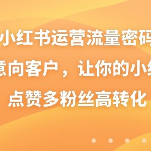 小红书运营流量密码，揽获意向客户，让你的小红书高点赞多粉丝高转化