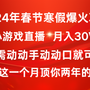 2024年春节寒假爆火项目，普通小白如何通过小游戏直播做到月入30W+