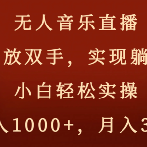 无人音乐直播，解放双手，实现躺赚，小白轻松实操，日入1000+，月入3w+