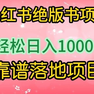 小红书绝版书项目，轻松日入1000+，靠谱落地项目