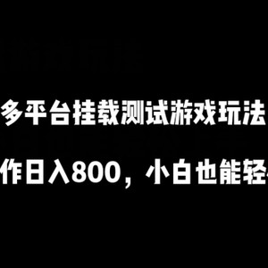 多平台挂载测试游戏玩法，无脑操作日入800，小白也能轻松上手