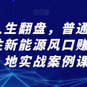 想要人生翻盘，普通人该如何抓住新能源风口赚钱，落地实战案例课