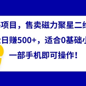 蓝海项目，售卖磁力聚星二维码，轻松日赚500+，适合0基础小白，一部手机即可操作