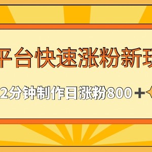 多平台快速涨粉最新玩法，2分钟制作，日涨粉800+