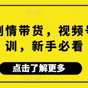 视频号剧情带货，视频号电商培训，新手必看