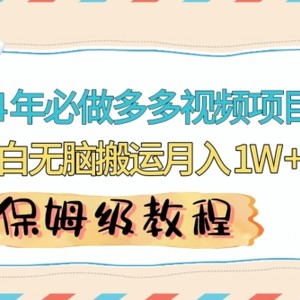 人人都能操作的蓝海多多视频带货项目，小白无脑搬运月入10000+