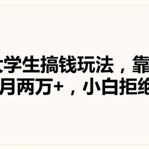 最新大学生搞钱玩法，靠知识掘金，一月两万+，小白拒绝当韭菜