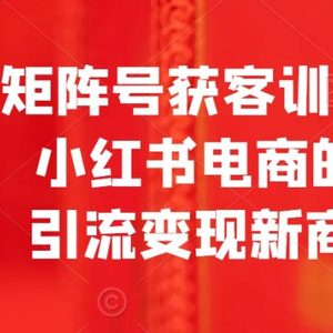 小红书矩阵号获客训练营第10期，小红书电商的带货课，引流变现新商机