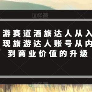 抖音旅游赛道酒旅达人从入门到精通，实现旅游达人账号从内容价值到商业价值的升级