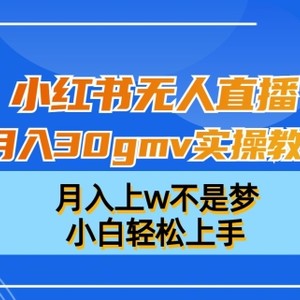 小红书无人直播月入30gmv实操教学，月入上w不是梦，小白轻松上手