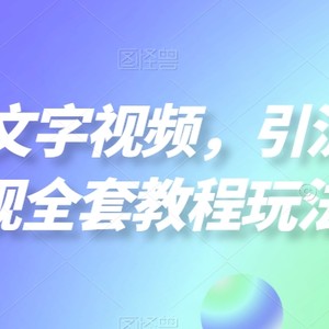 2024文字视频，引流到变现全套教程玩法