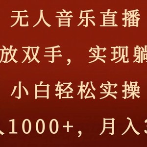 无人音乐直播，解放双手，实现躺赚，小白轻松实操，日入1000+，月入3w+【揭秘】