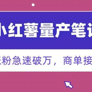 小红书量产笔记，一分种一条笔记，新号涨粉急速破万，新黑马赛道，商单接到手软【揭秘】