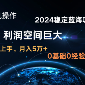 2024新蓝海项目 暴力冷门长期稳定  纯手机操作 单日收益3000+ 小白当天上手