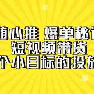 随心推爆单秘诀，短视频带货-超1个小目标的投放心得（7节视频课）