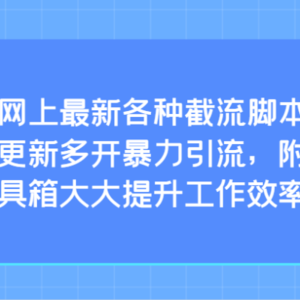 互联网上最新各种截流脚本，全自动更新多开暴力引流，附带常用工具箱大大提升工作效率