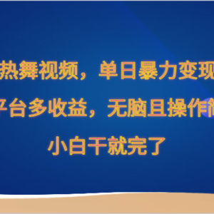 Ai美女热舞视频，单日暴力变现2000+，多平台多收益，无脑且操作简单，小白干就完了