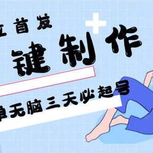 AI一键制作，简单无脑三天必起号，月入3w+，保姆级教程