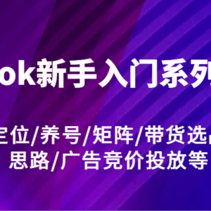 TikTok新手入门系列课程，玩法/定位/养号/矩阵/带货选品/运营思路/广告竞价投放等