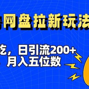 一鱼多吃，日引流200+创业粉，全平台工具号，网盘拉新新玩法月入5位数【揭秘】