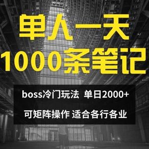 单人一天1000条笔记，日入2000+，BOSS直聘的正确玩法【揭秘】