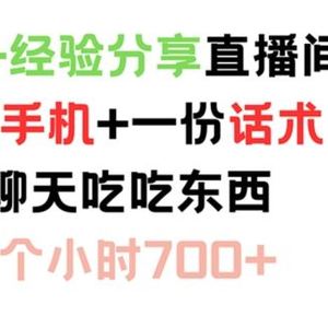 聊天+经验分享直播间 一部手机+一份话术 聊聊天吃吃东西 两个小时700+【揭秘】