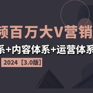 2024短视频百万大V营销课【3.0版】账号体系+内容体系+运营体系(24节)