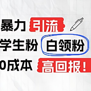 暴力引流学生粉白领粉，吊打以往垃圾玩法，0成本，高回报