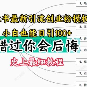 2024小红书引流创业粉史上最细教程，手把手教你引流【揭秘】