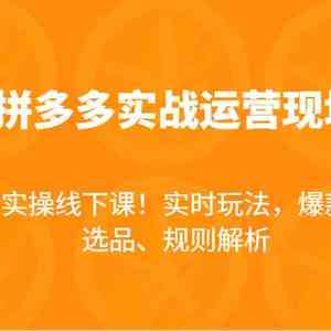 2024拼多多实战运营现场课，实时玩法，爆款打造，选品、规则解析，难得的实操线下课！