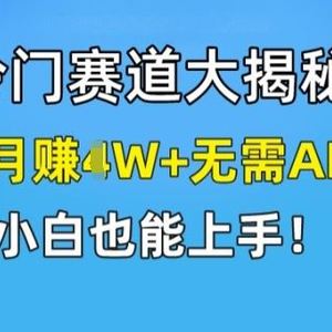 冷门赛道大揭秘，轻松月赚1W+无需AI生成，小白也能上手【揭秘】