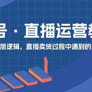 视频号直播运营教学：直播流量的底层逻辑，直播卖货过程中遇到的各种问题