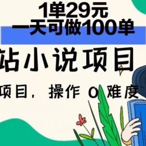 2024年B站小说集新项目，1单29元，一天100单，小白可做，长期买卖