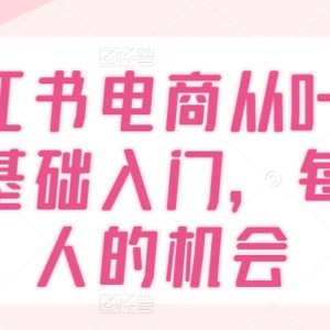 小红书电商从0-1，零基础入门，每一个人机遇