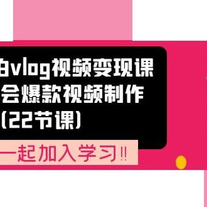 从0到1拍vlog视频变现课：迅速懂得爆款短视频制做（22堂课）