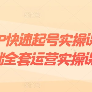 小视频IP迅速养号实操课，0基本整套经营实操课，爆品设计思路 粉丝营销 内容变现